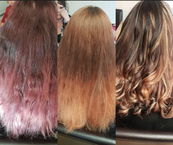 Hair colour remover before and after
