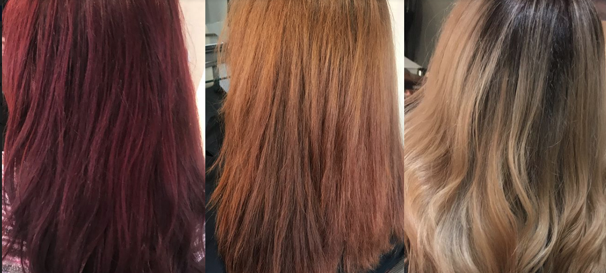 Hair colour remover before and after