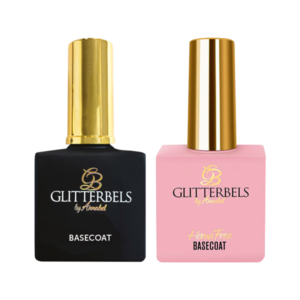Glitterbels have both a standard basecoat and a Hema free basecoat 