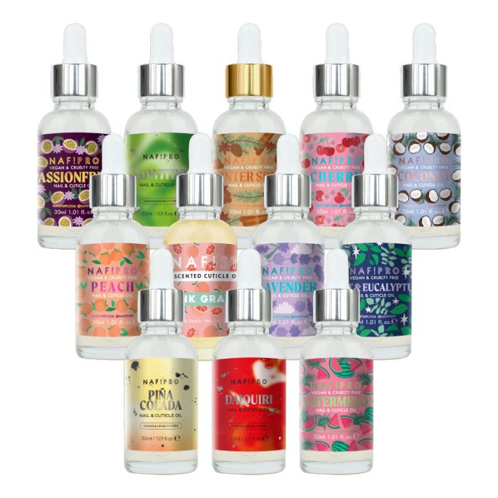 Product images of the NAF cuticle oils that are in the range