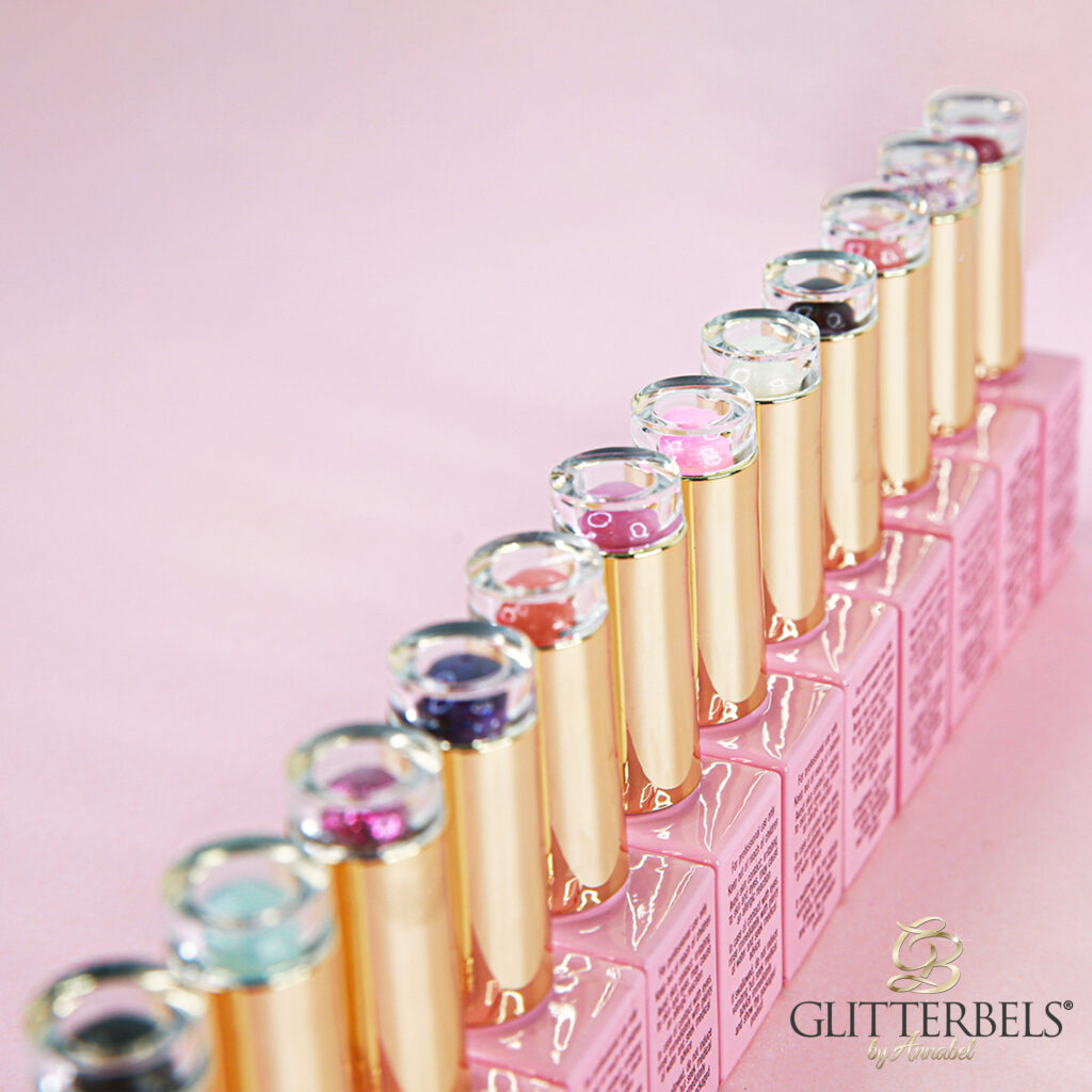 Image showing tops of Glitterbels polishes 