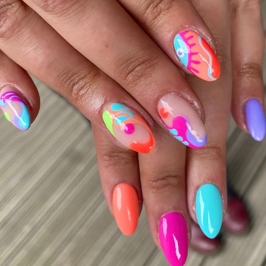 colourful festival nail designs