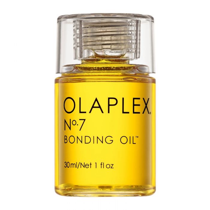 Product image of the OLAPLEX NO.7 Bonding oil bottle. 