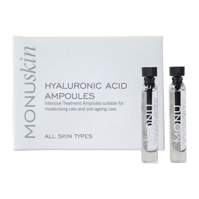 product image of monuskin amuples. Shows two ampules and a box