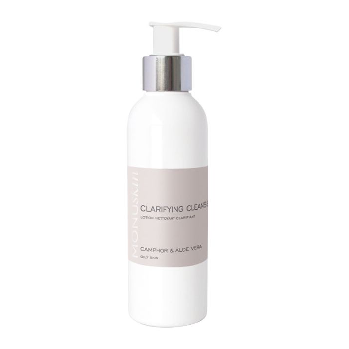 Product image of monuskin clarifying cleanser bottle with pump applicator