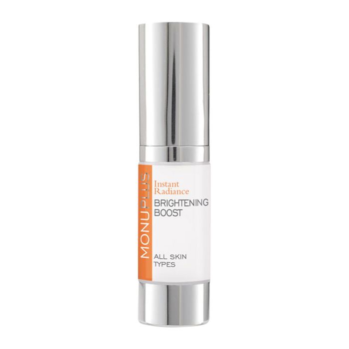 Product image of monuskin brightening boost serum bottle with silver lid