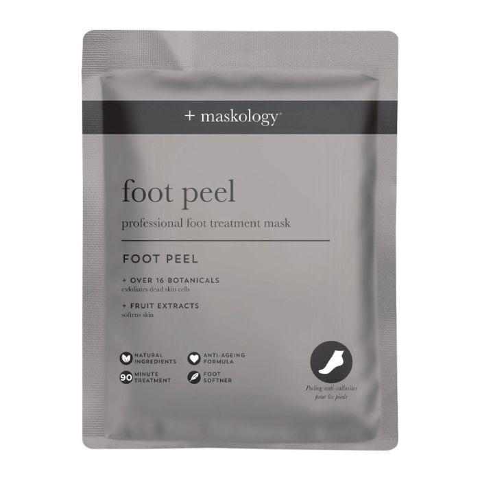 grey packaging of the +maskology foot peel