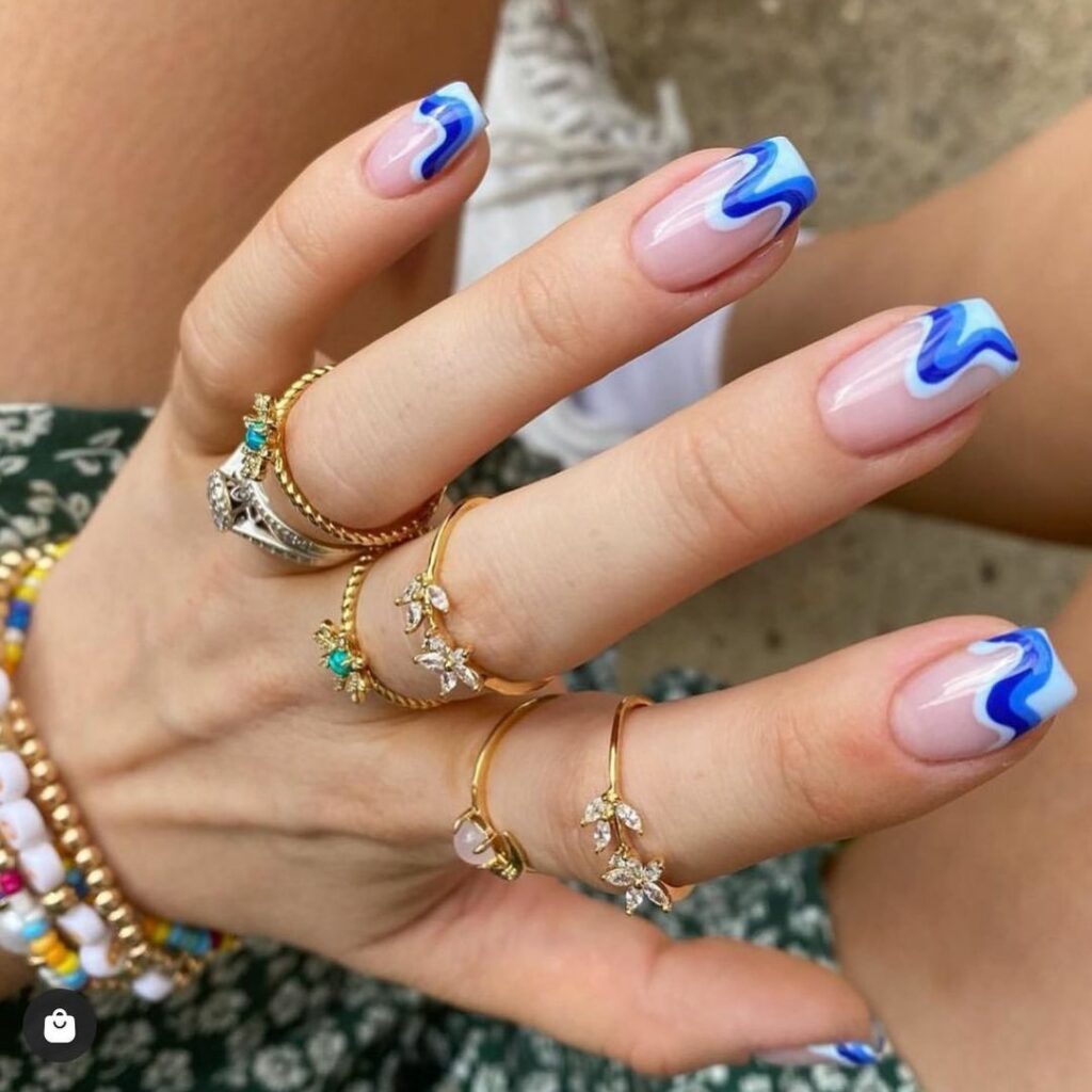 bright blue nails aesthetic shot