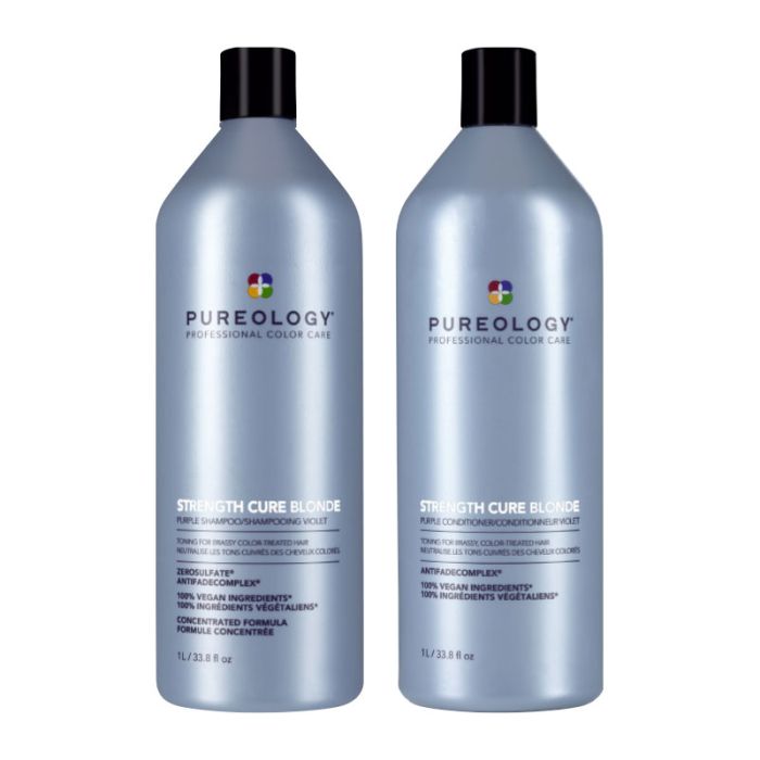 Pureology stregnth cure shampoo and conditioner product shot
