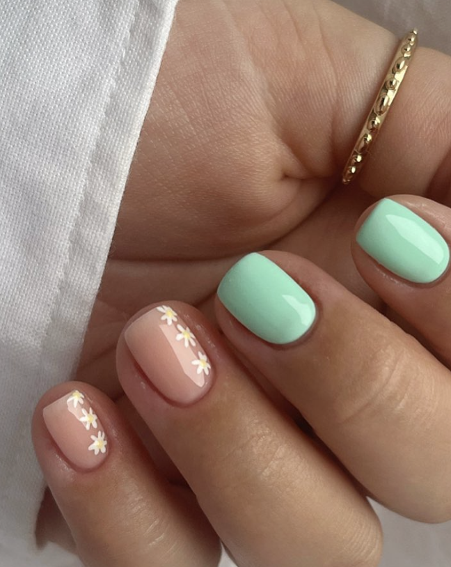 Image of pink and green nails