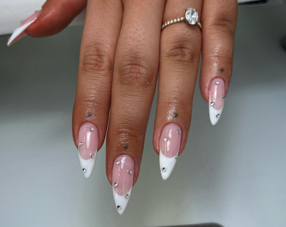 Image of stilletto Nails with diamante detail