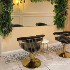 Lotus Poppy Black Styling Chair Round Gold Base