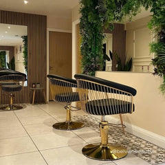 Lotus Poppy Black Styling Chair Round Gold Base