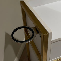 Lotus Poppy White Salon Trolley with Gold Frame