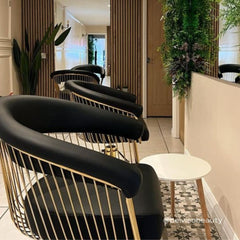 Lotus Poppy Black Styling Chair Round Gold Base