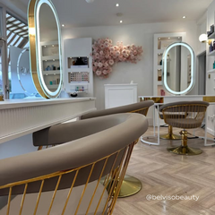 Lotus Poppy Taupe Styling Chair Round Gold Base