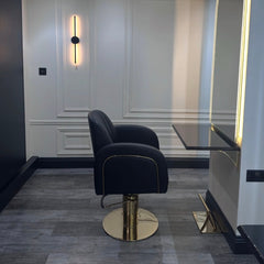 Lotus Darcy Black Styling Chair Round Gold Base