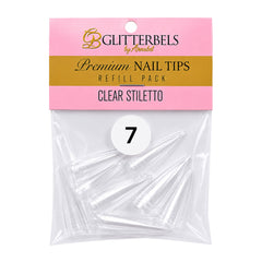 Glitterbels Clear Stiletto Nail Tips Size 7 (x50)