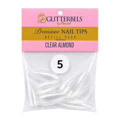 Glitterbels Clear Almond Nail Tips Size 5 (x50)
