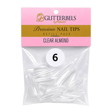 Glitterbels Clear Almond Nail Tips Size 6 (x50)