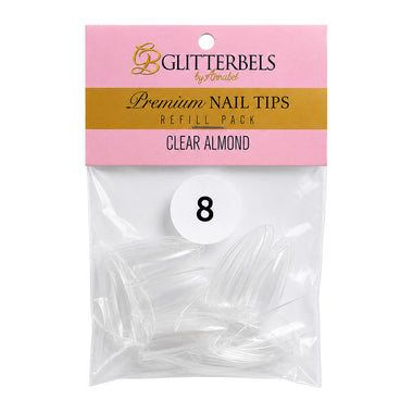 Glitterbels Clear Almond Nail Tips Size 8 (x50)