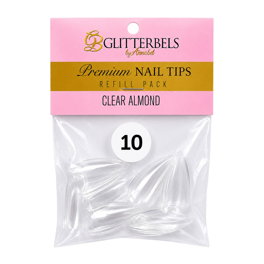 Glitterbels Clear Almond Nail Tips Size 10 (x50)