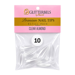 Glitterbels Clear Almond Nail Tips Size 10 (x50)