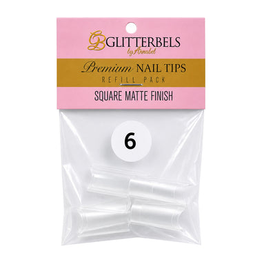 Glitterbels Square Matte Finish Nail Tips Size 6 (x50)