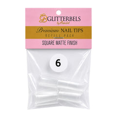 Glitterbels Square Matte Finish Nail Tips Size 6 (x50)