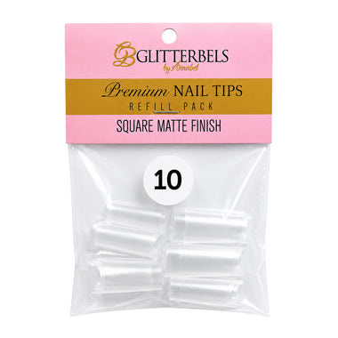 Glitterbels Square Matte Finish Nail Tips Size 10 (x50)