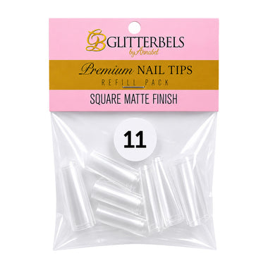 Glitterbels Square Matte Finish Nail Tips Size 11 (x50)