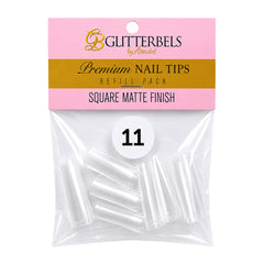 Glitterbels Square Matte Finish Nail Tips Size 11 (x50)