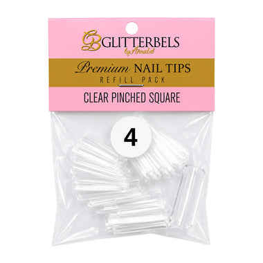 Glitterbels Clear Pinched Square Nail Tips Size 4 (x50)