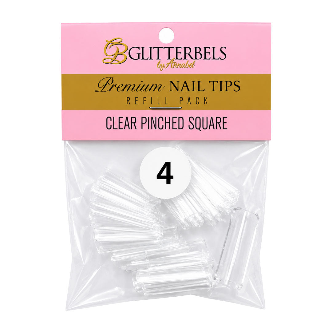 Glitterbels Clear Pinched Square Nail Tips Size 4 (x50)