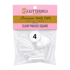 Glitterbels Clear Pinched Square Nail Tips Size 4 (x50)