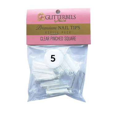 Glitterbels Clear Pinched Square Nail Tips Size 5 (x50)