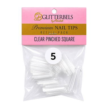 Glitterbels Clear Pinched Square Nail Tips Size 5 (x50)