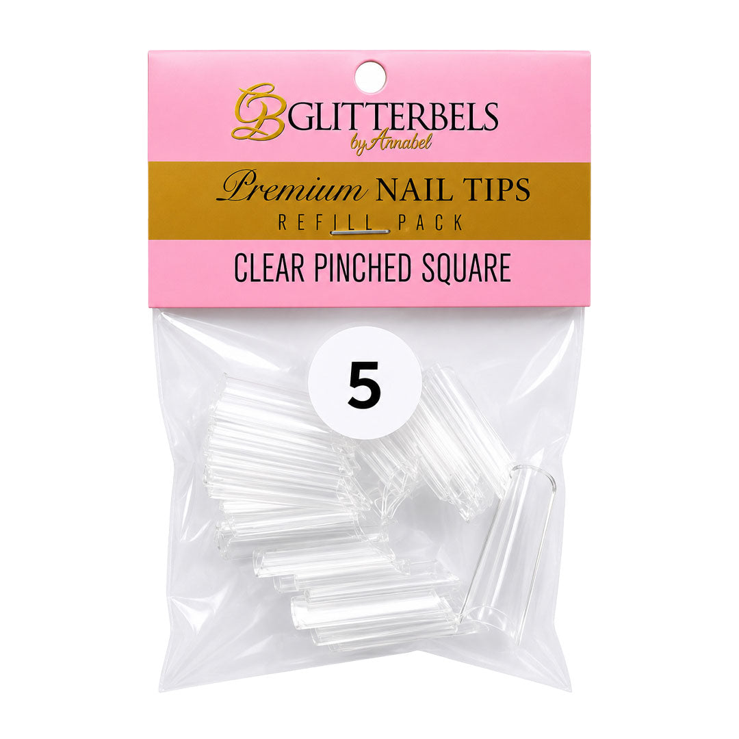 Glitterbels Clear Pinched Square Nail Tips Size 5 (x50)