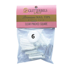 Glitterbels Clear Pinched Square Nail Tips Size 6 (x50)