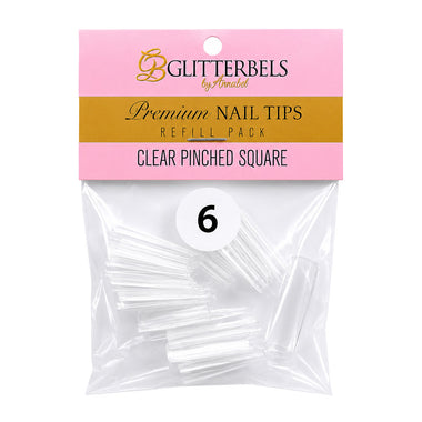Glitterbels Clear Pinched Square Nail Tips Size 6 (x50)