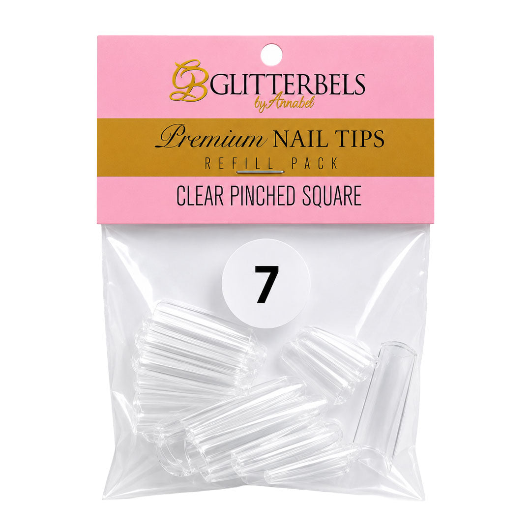 Glitterbels Clear Pinched Square Nail Tips Size 7 (x50)