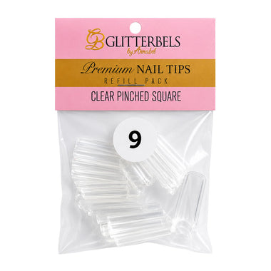 Glitterbels Clear Pinched Square Nail Tips Size 9 (x50)