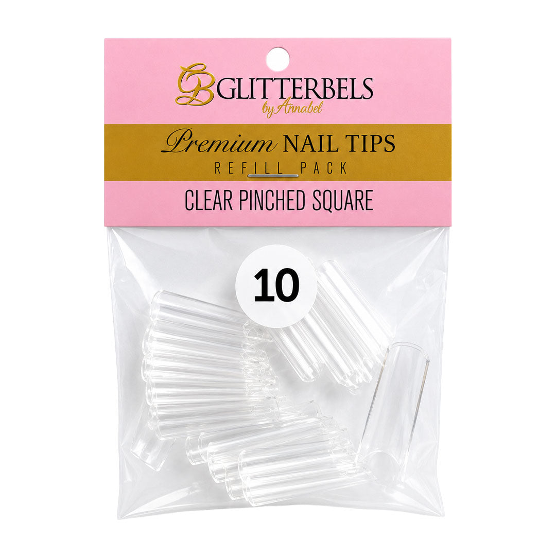 Glitterbels Clear Pinched Square Nail Tips Size 10 (x50)