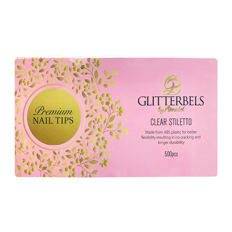 Glitterbels Clear Stiletto Assorted Nail Tips x 500