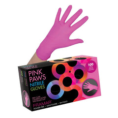 Framar Pink Paws Medium Nitrile Gloves Pack of 100pcs