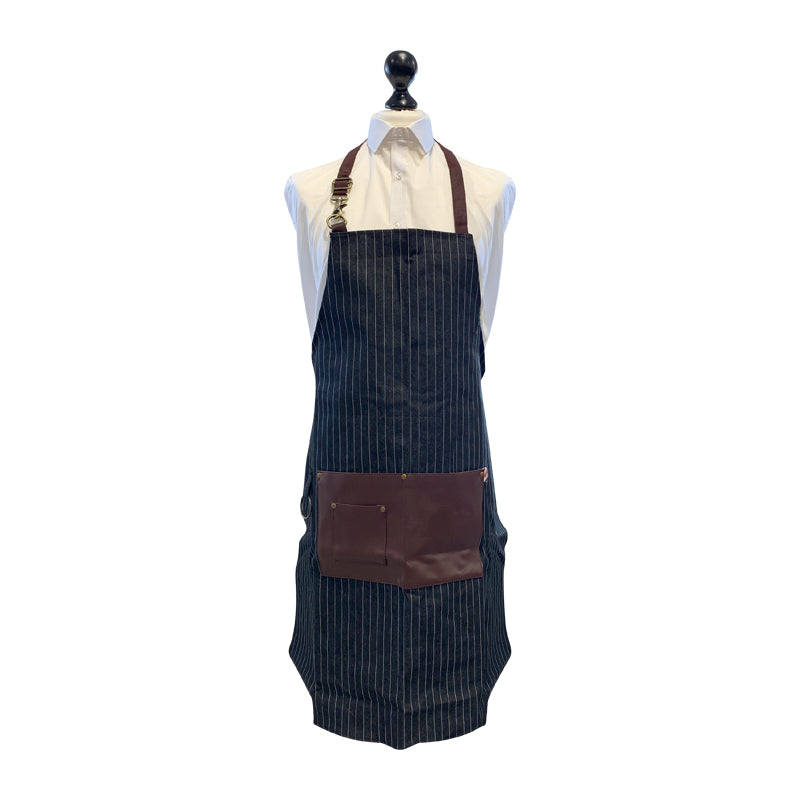 Lotus Denim Pinstripe Barber Apron