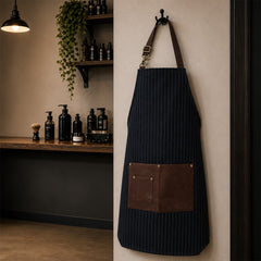Lotus Denim Pinstripe Barber Apron