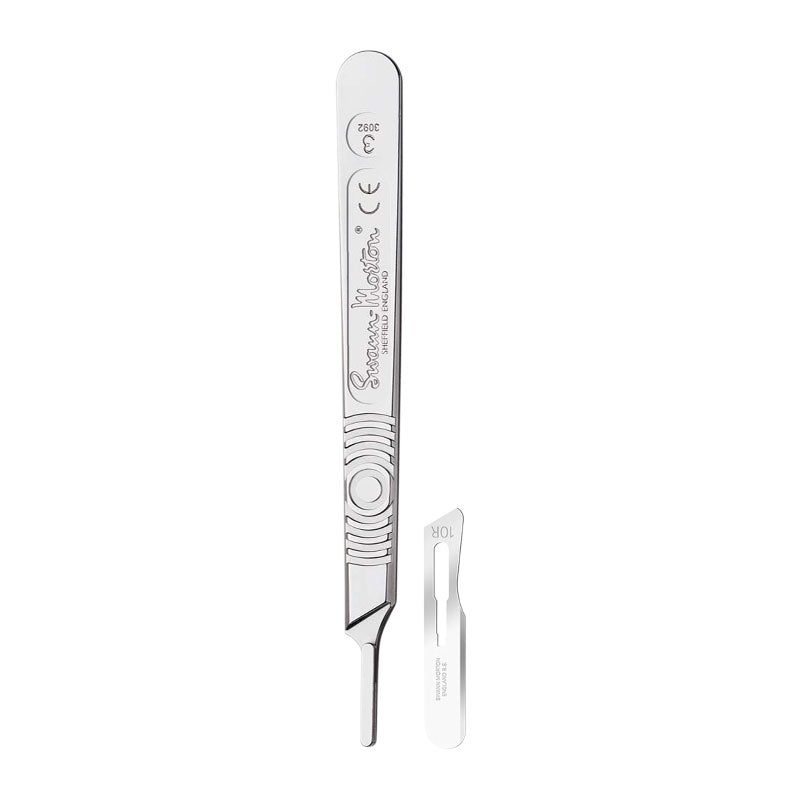 Swann Morton Scalpel Handle and 100 x No.10R Dermaplane Blades