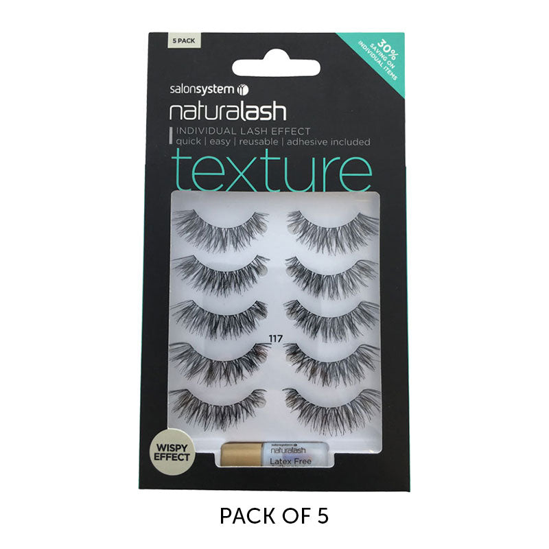 Salon System Naturalash 117 Black Texture Strip Lashes x5 – Salons Direct