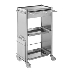 Takara Belmont D Galley Trolley With Drawer Brushed Steel